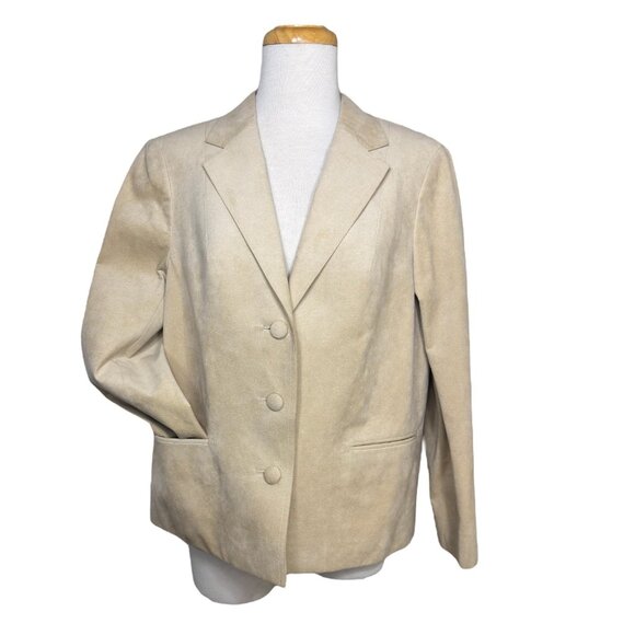 Hand Tailored Vintage Beige Suede Blazer Jacket By Chinese Custom Tailor - Picture 1 of 7